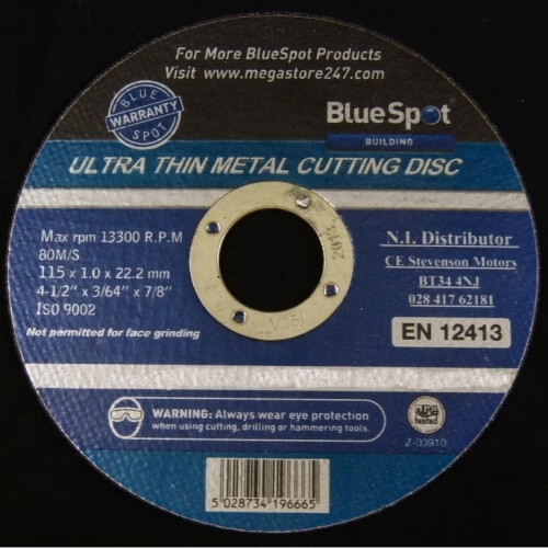BlueSpot Metal Cutting Discs 1mm Ultra Thin 4 1/2" 115mm Angle Grinder Disc Steel 10 PACK