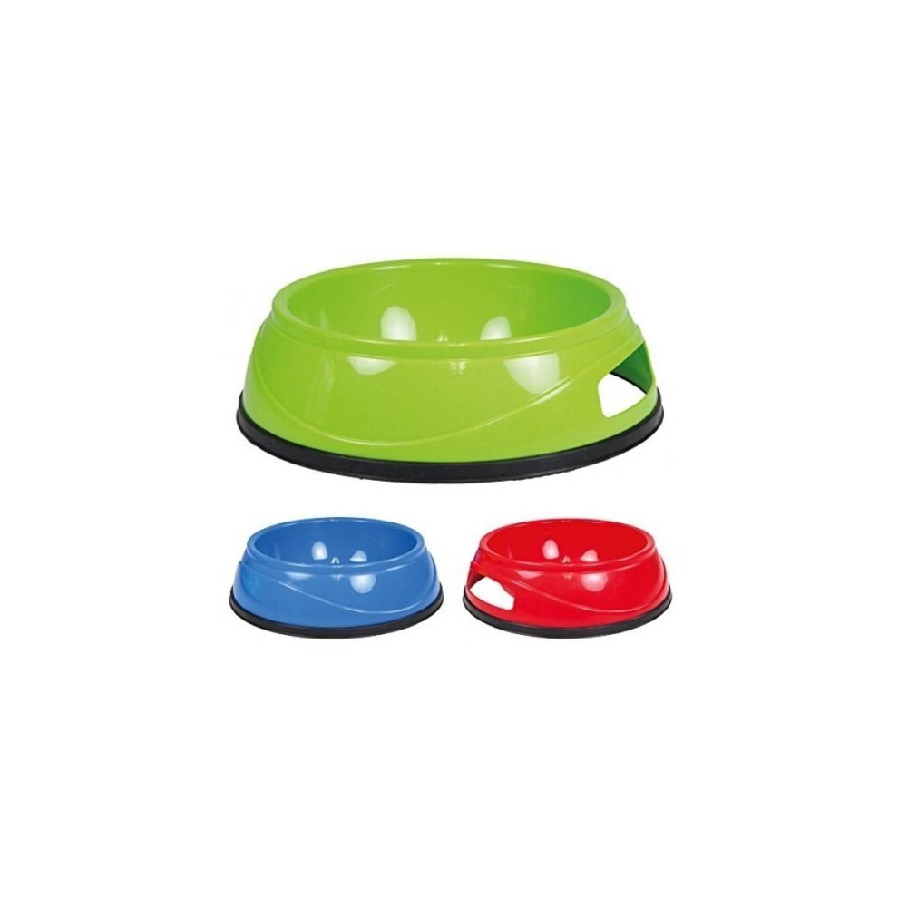 Trixie Plastic Dog Bowl With Rubber Base Ring, 20cm Diameter Various Colours - -  trixie dog plastic bowl rubber base ring 20 cm diameter various