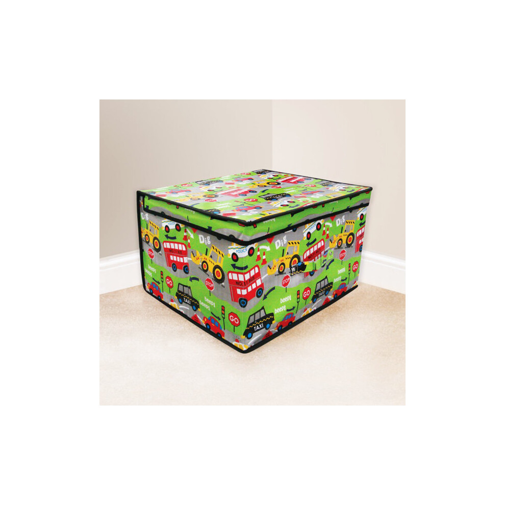 Country Club Child's / Boy's Road Works Jumbo Storage Box 50 x 30 x 40cm - Toy -  storage box toy childrens chest kids tidy large clothes jumbo