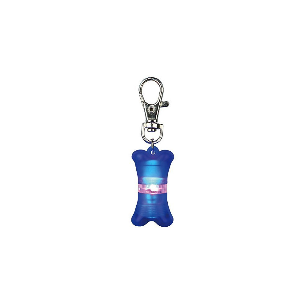 Safer Life Bone Style Flasher With Address Compartment For Dogs - Blue / Large -  flasher trixie light tag dogs blue collar night