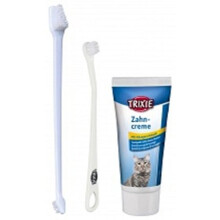 Trixie 25620 cat Dental Care Kit – pack Of 1 - Toothpaste Cat Cheese 2 -  toothpaste cat dental cheese 2 toothbrushes 3 different heads trixie