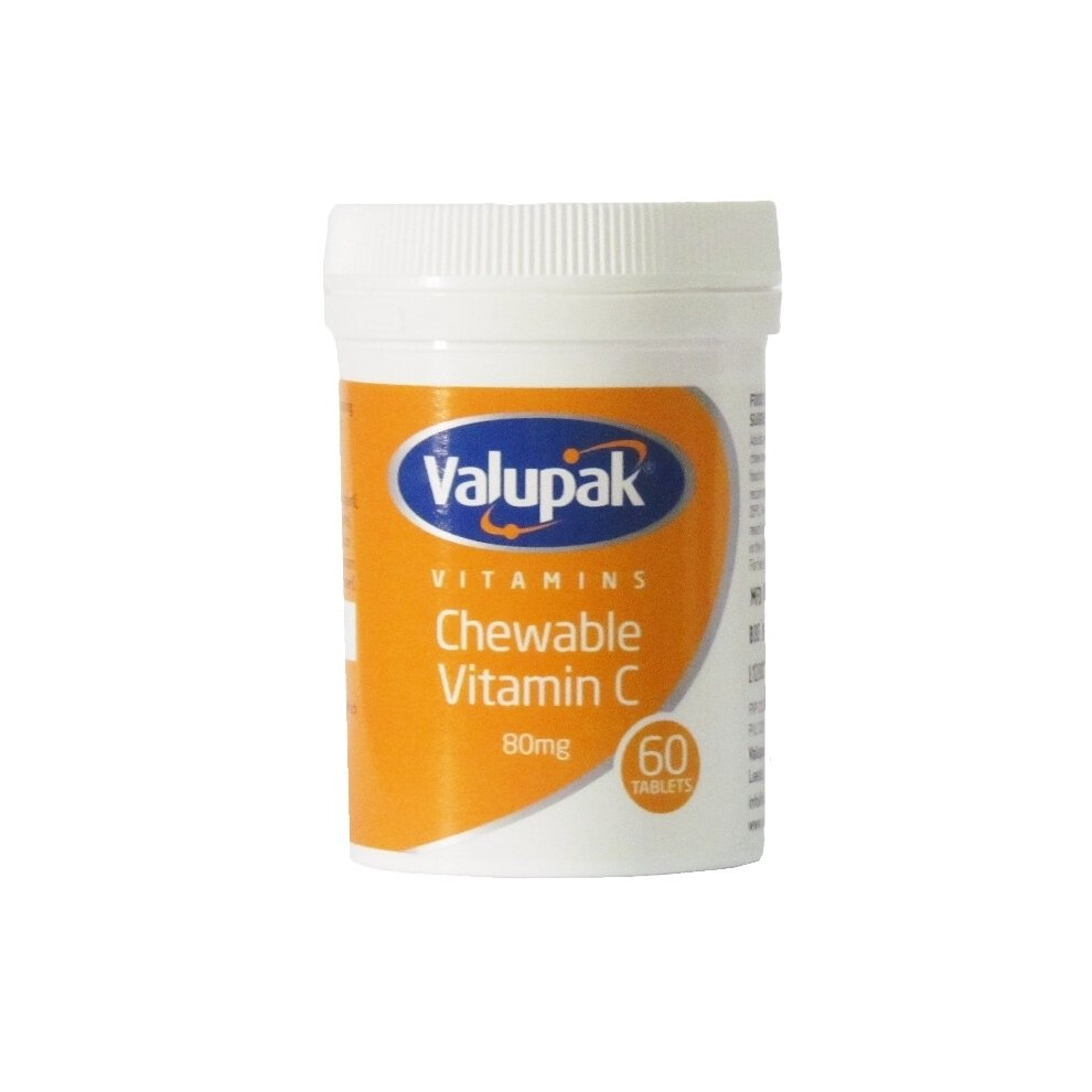 Valupak Orange Chewable Vitamin C 80Mg - Immune Support, Flavor, 60 Tablets