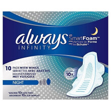 Always Infinity Night Sanitary Towels with Wings 10 Pads