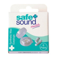 Safe & Sound Wax Ear Plugs 6 Pairs Per Pack