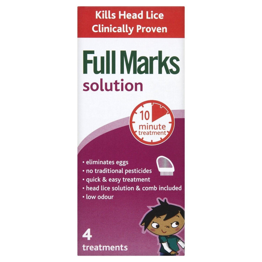 Full Marks Solution Kills Head Lice Clinically Proven 4 Treatments 200 Ml