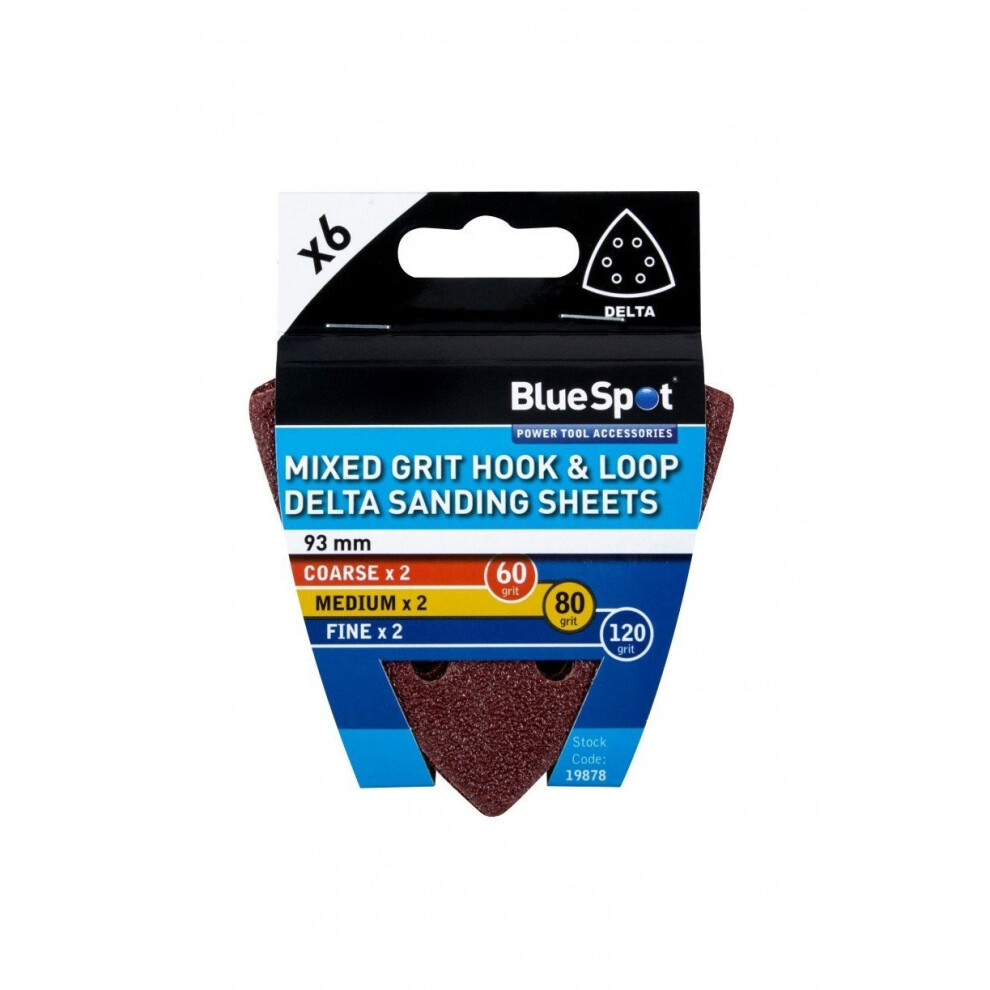 Bluespot 6 Pack 93Mm Mixed Grit Delta Sanding Sheets - Product - Bluespot 6 Pack 93Mm Mixed Grit Delta Sanding Sheets Product 5028734198782