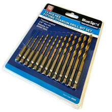 Blue Spot Tools 20339 Titanium Drill Bit Set Hex Fitting, Bronze, 1.5 - 6.5 Mm, -  14 hex fitting titanium drill metal blue spot 13 piece bit set