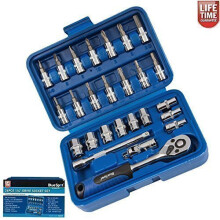 Blue Spot Tools 01525 Bluespot 26 Pce 1/4" Drive Socket Set, Silver - Set 14 - socket set 14 drive 26pc ratchet screwdriver 01525 chrome vanadium