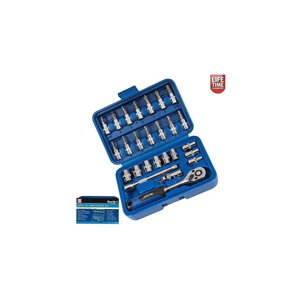 Spot Tools 01525 Spot 26 Pce 1/4" Drive Socket Set, - Set 14 - Socket Set 14 Drive 26Pc Ratchet Screwdriver 01525 Chrome Vanadium Blue/Silver