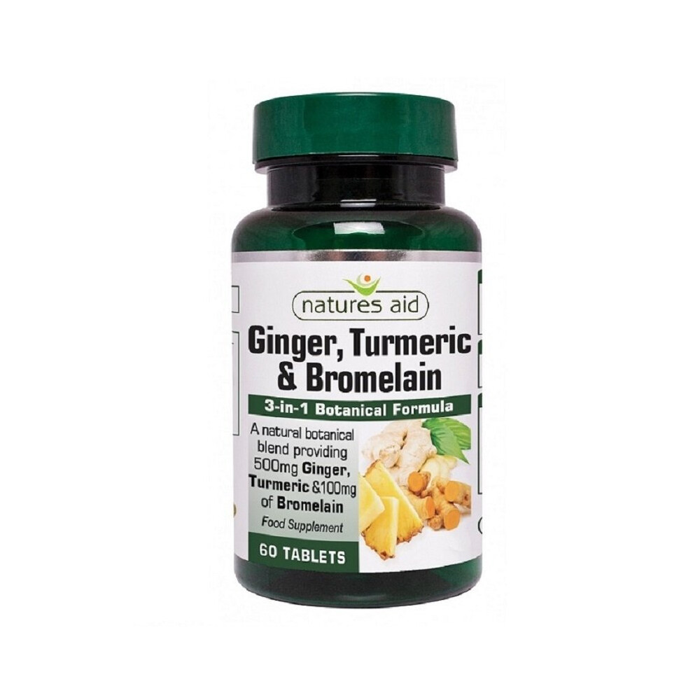 Natures Aid Ginger Turmeric and Bromelain 60 Tablets