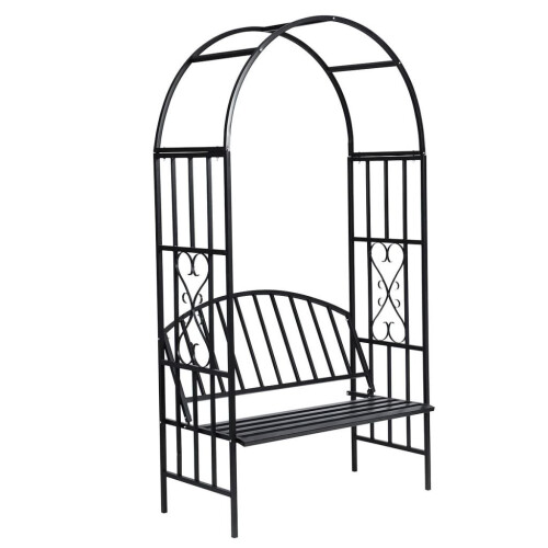 VidaXL vidaXL Rose Arch with Bench Garden Patio Arbour Pergola Plant Climbing Support