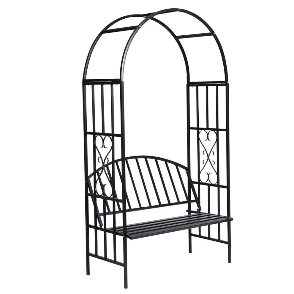 vidaXL Rose Arch with Bench Garden Patio Arbour Pergola Plant Climbing Support