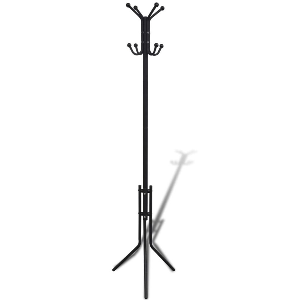 New Portable Bedroom Metal Black Coat Stand Hat Rack Hall Holder Hanger Hooks