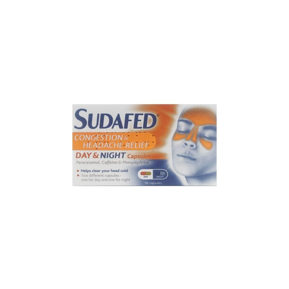 Sudafed Congestion & Headache Day Night Relief 16 Capsules