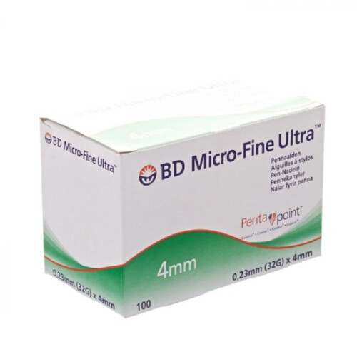 BD BD MicroFine Pen Needles 4mm 32G, 100 Count - Short, Sharp Insulin Needle for All Pens