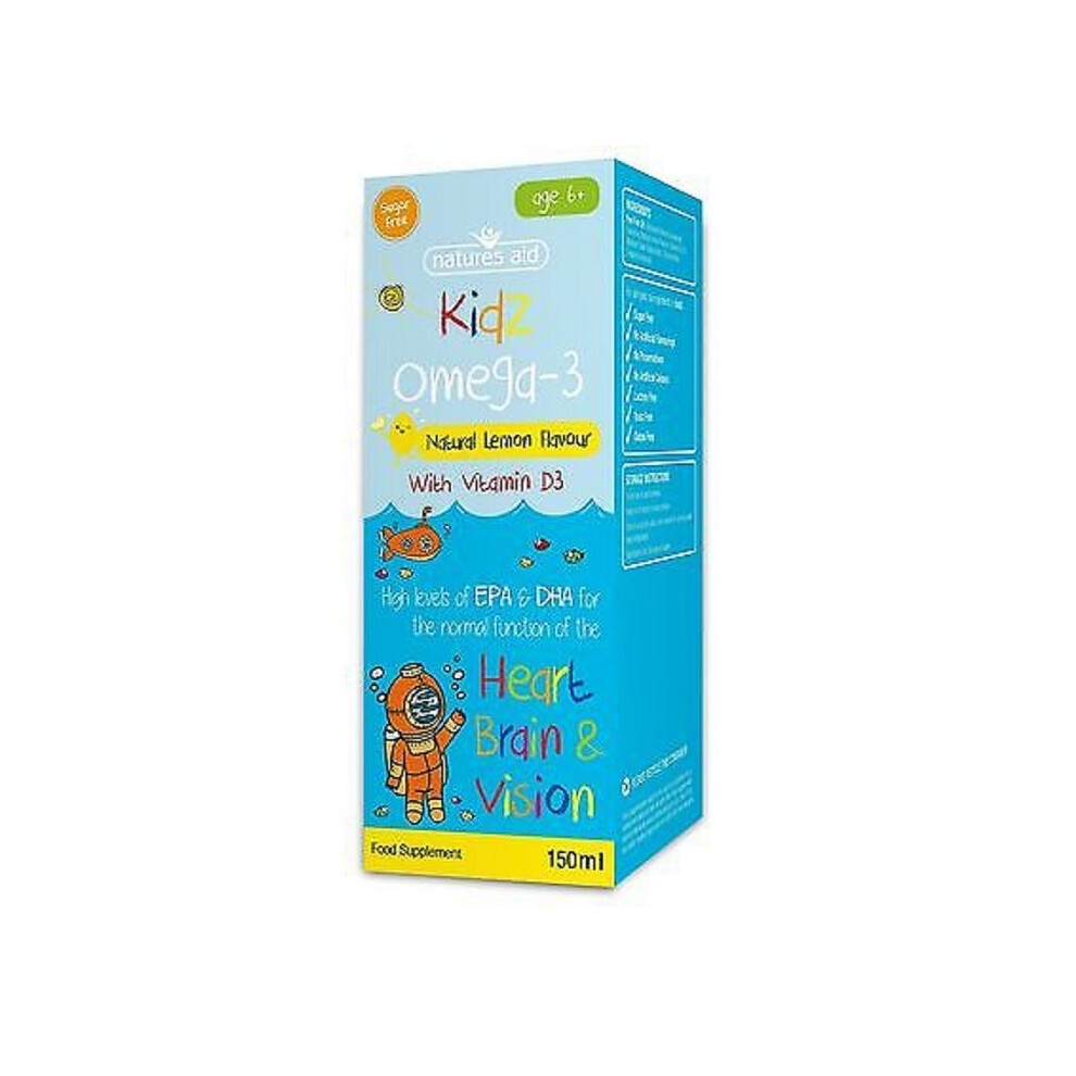 Natures Aid Kidz Omega-3 Lemon Liquid 150ml 6+years