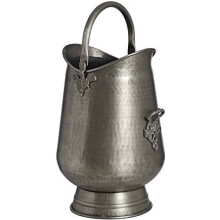 Antique Pewter Coal / Log Bucket - antique pewter coal log bucket