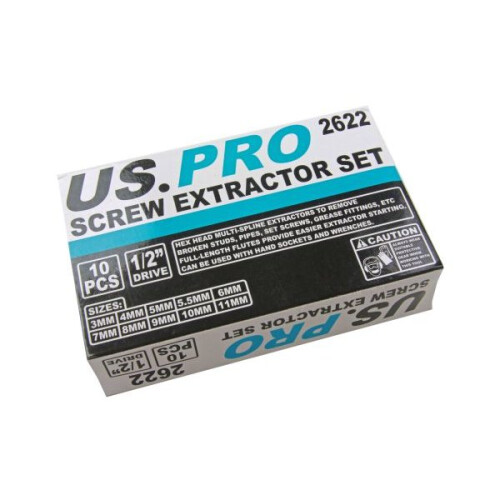 us pro US PRO 10pc Screw extractors Set, Removes Broken Studs Screws 3mm-11mm 2