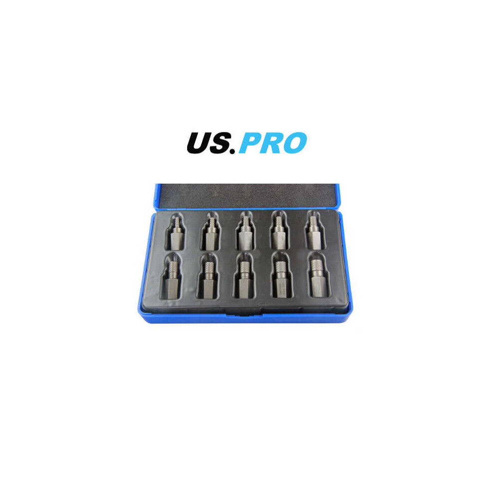US PRO 10pc Screw extractors Set, Removes Broken Studs Screws 3mm-11mm