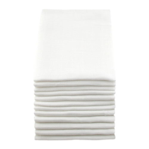 (12 Pack) MuslinZ White Muslin Squares