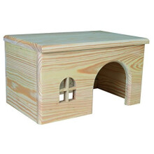 Trixie Wooden House For Guinea Pigs, 28 x 16 x 18cm - Pigs 18cm Tortoise Flat -  house trixie guinea wooden pigs 28 16 18 cm tortoise flat pine