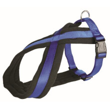 Trixie Premium Touring Dog Harness, 60 - 90cm x 25 Mm, Blue - Harness Fleece - harness trixie dog premium touring fleece padded blue soft adjustable
