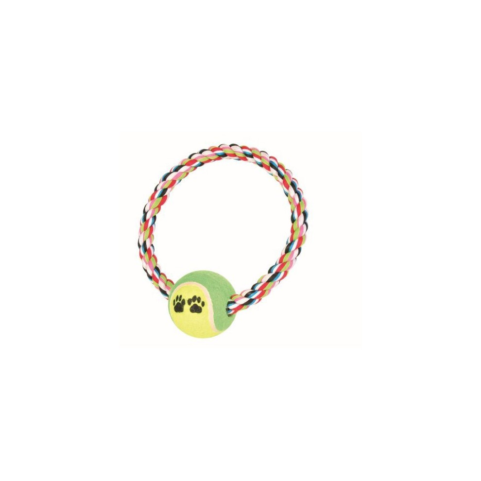 Trixie Denta Fun Rope Ring With Tennis Ball For Dog, 18 Cm, - Dog Toycm -  tennis ball dog rope ring toy trixie cm