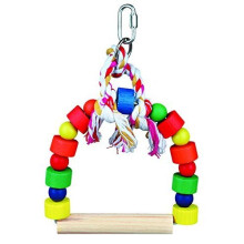 Swing Arc Coloured Studs Wood, 13 x 19 cm - Colourful Bird Arch Trixie Cage Toy -  colourful swing bird arch trixie cage toy sizes wooden 2 beaded