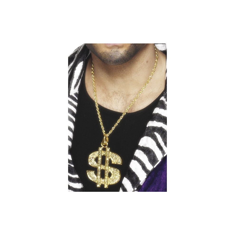 Dollar Sign Medallion Necklace Gold