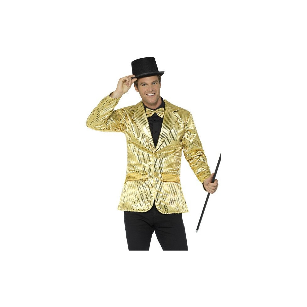 Smiffy's 21163l Sequin Men's Jacket (large) - Mens Fancy Dress Jazz Celebrity -  sequin jacket mens fancy dress jazz celebrity showtime silver adults