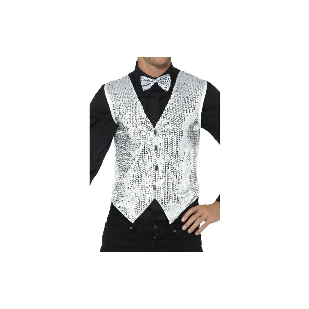 Smiffy's 42938xl Sequin Waistcoat (x-large) - Mens Fancy Dress Carnival Cabaret -  sequin waistcoat mens fancy dress carnival cabaret adults costume