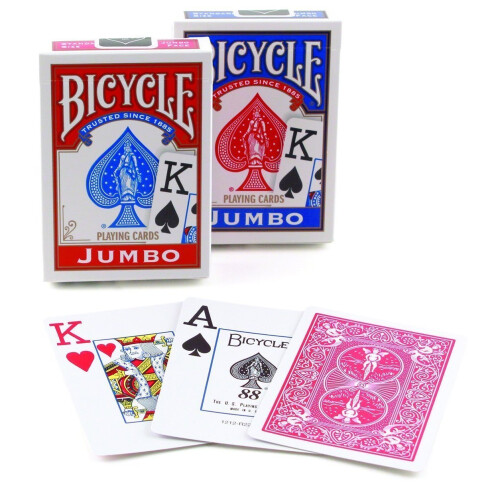 Bicycle International Jumbo index. Colours vary 1 deck supplied