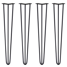 4 Pieds de Table en Épingle à Cheveux 71cm 3 Tiges en Acier Brut Épaisseur 12mm