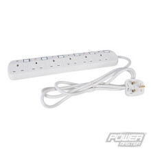 379955: 2m Switched Extension Lead - 6 Socket Gang with Neon Indicator & Individual Switches (13A)
