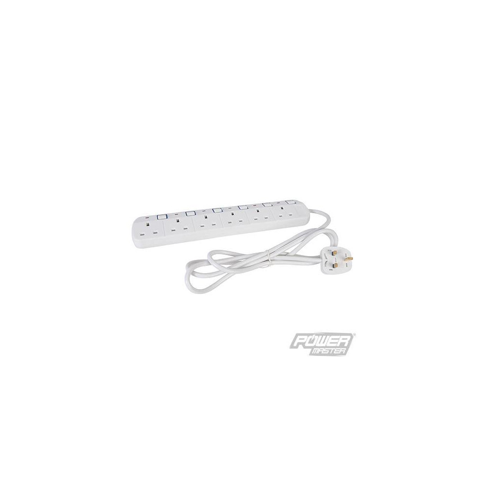 2m Switched Extension Lead With Neon Indicator - 379955 6 Socket Gang -  switched extension lead neon 2m indicator 379955 6 socket gang individually