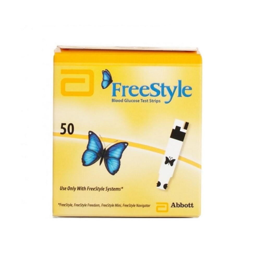 Abbott FreeStyle 50 Blood Glucose Test Strips With Butterfly