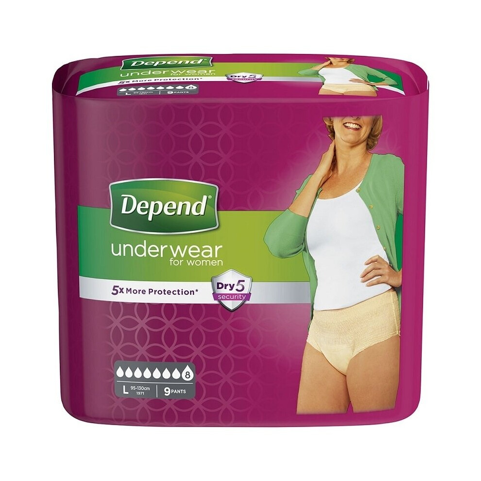 Depend Underwear For Women Size Large - 9 Pants