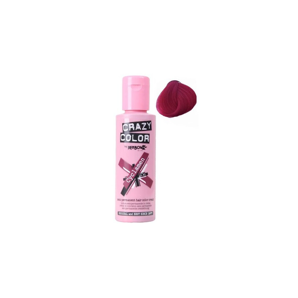 Renbow Crazy Color Cyclamen 41 Hair Dye - Vibrant Pink-Purple Color for Natural to Light Bleached Hair