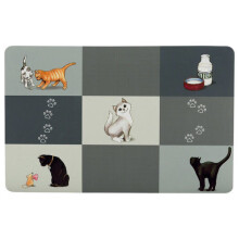 Patchwork Cat Place Mat, 44 × 28 Cm, Grey - Trixie Cats Bowl Mat New - trixie cats bowl mat patchwork new