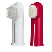 Toothbrush Set, Dog/cat, 6 Cm, 2 Pcs. - Trixie Dog Finger Cat Set -  trixie toothbrush dog finger cat set 2