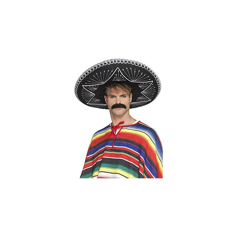 Smiffy's 26638 Deluxe Authentic Sombrero, One Size - Adults Sombrero Mens - Adults Deluxe Sombrero Mens Ladies Mexican Day Dead Halloween Black