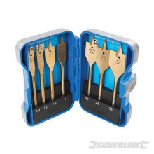 Silverline Titanium Coated Flat Bit Set 7 Pce 10 - 32mm - 279870 10 Diy Sets -  flat bit silverline 279870 titanium coated set pce 1032mm diy sets