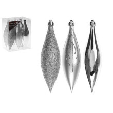 Drop Christmas Tree Baubles Pack Of 6 Silver - Snow White Shatterpro Decoration -  snow white shatterproof christmas tree decoration 6 pack 150mm