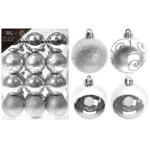 Christmas Tree Baubles Pack Of 24 Silver - Lovely Coloured 6cm Bauble - pack 24 lovely silver coloured 6cm christmas tree bauble decorations