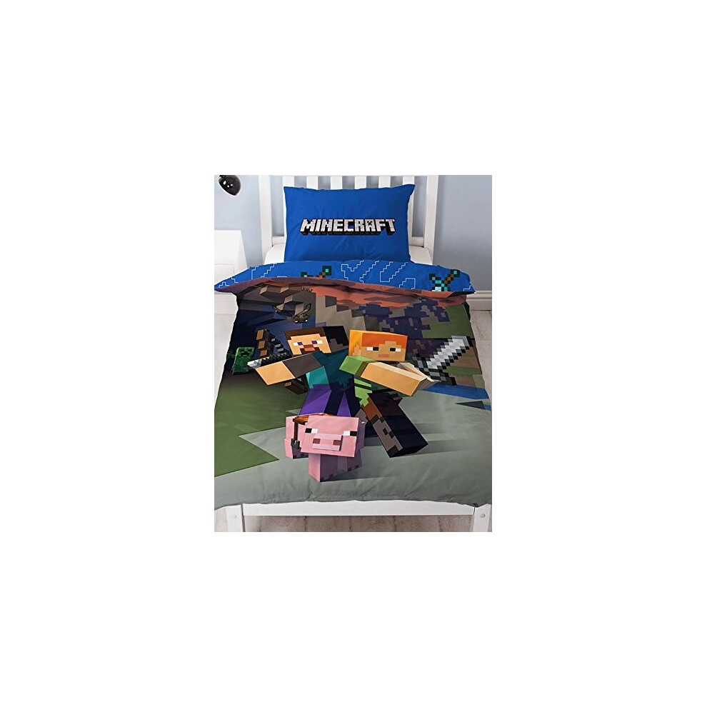 Minecraft 'good Guys' Double Duvet Set - Large Print Design - Cover New Kids -  duvet double minecraft cover set new kids official