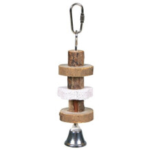 Gnawing Wood With Lava Stone, 16cm - Stone Natural Toy Living Bird Bell Budgie - lava stone natural wood toy living gnawing bird bell budgie trixie