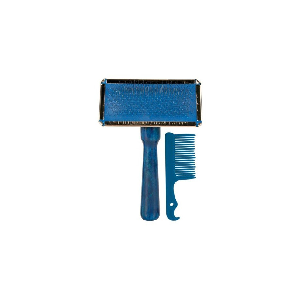 Trixie Soft Brush With Brush Cleaner, 9 × 13Cm - Dog Wooden Handle Cleaner X - Brush Soft Dog Wooden Handle Cleaner 9 X Cat Grooming 13Cm
