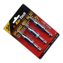 3 Piece Hinge HSS Drill Set - Bit 3pc Self Centering Pilot Holes Hex Recess -  hinge drill set bit 3pc self centering pilot holes hex hss recess