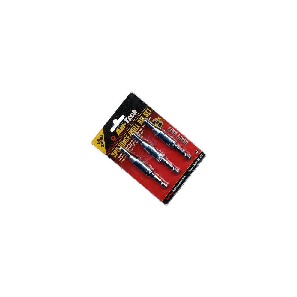 3 Piece Hinge HSS Drill Set - Bit 3pc Self Centering Pilot Holes Hex Recess -  hinge drill set bit 3pc self centering pilot holes hex hss recess