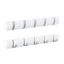 5pc Concealed Coat Hook Board | White Folding Hook Rack